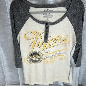 University of Missouri Tigers grey and white Henley shirt, Size XL